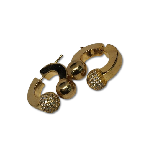 Aretes Tipo Candonga Reversibles Con Bola con Micro circones AFDAB
