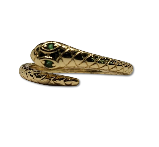 Anillo de Oro Laminado con Forma de Serpiente y Ojos Fucsia ANO-2