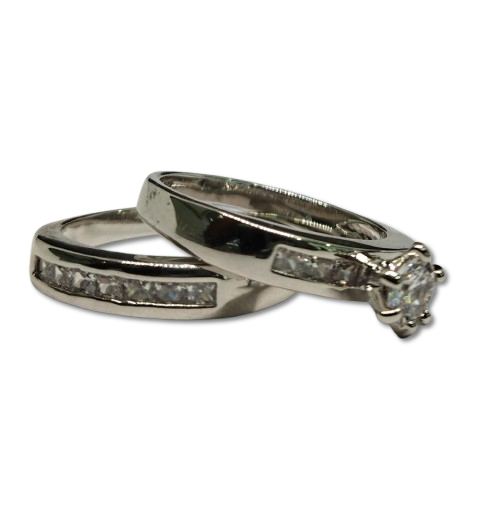 Set de Anillos de Boda en Plata Laminada con Circones ANW1855