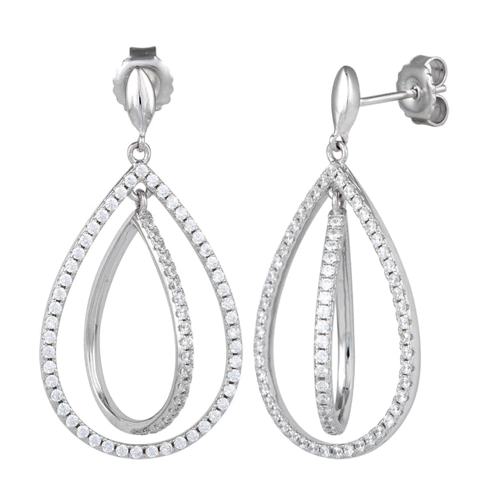 Pendientes colgantes de doble gota de plata ARPCH003