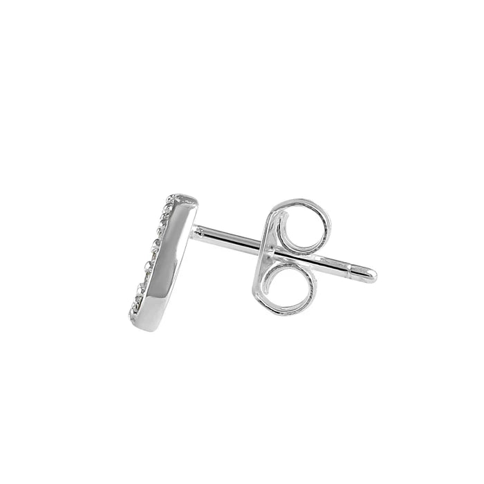 Pendientes de botón Offset de plata de nácar y CZ transparente PPCH56