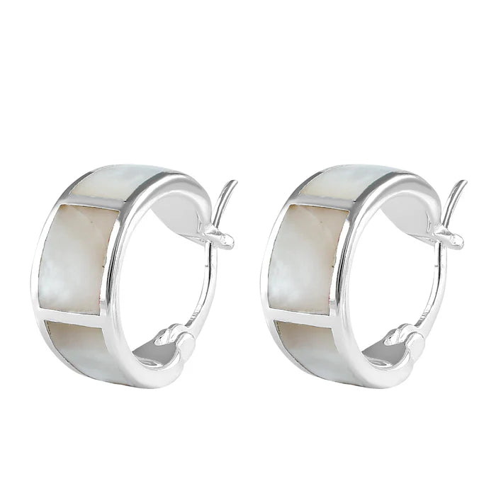 Pendientes anchos de nácar de plata PPCH58