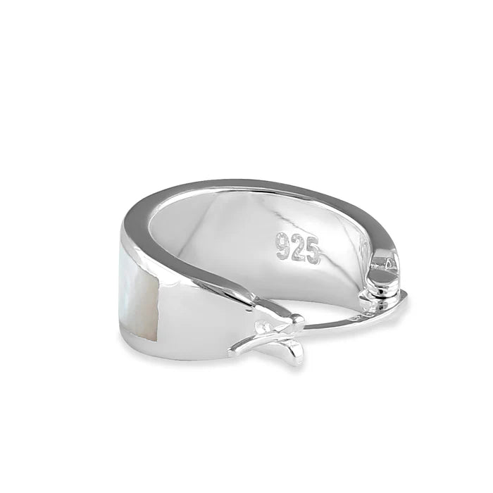 Pendientes anchos de nácar de plata PPCH58