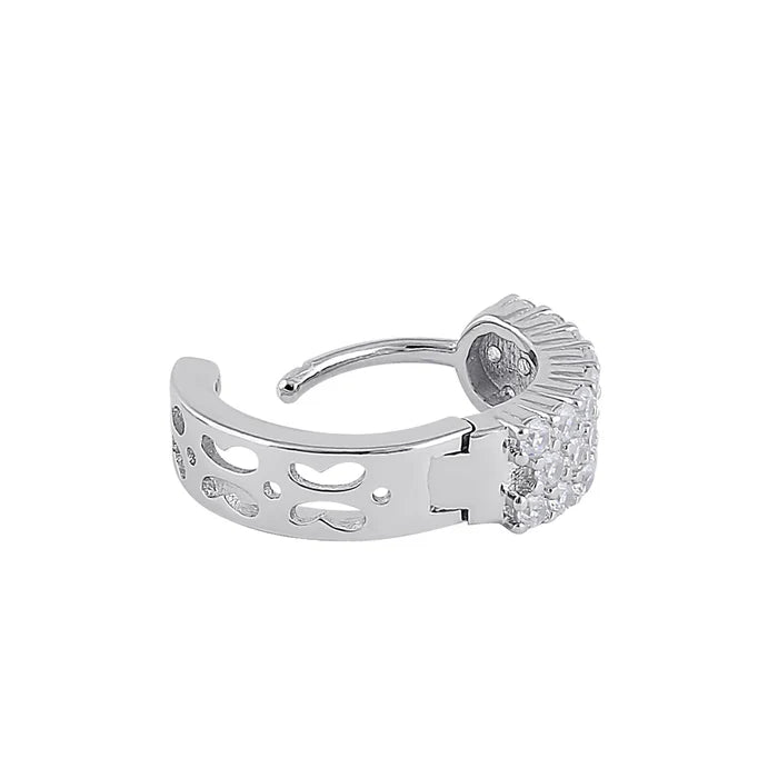 Plata de ley 10 mm x 4,5 mm Pendientes de aro CZ transparentes PPCH53