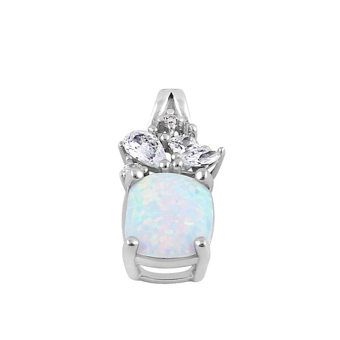 Elegante Colgante de Plata Squoval White Lab Opal CZ WSPZ445