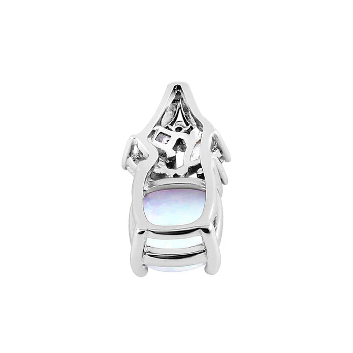 Elegante Colgante de Plata Squoval White Lab Opal CZ WSPZ445