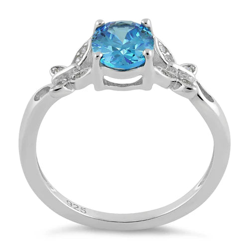 ANILLO EN PLATA DOBLE MARIPOSA CENTRO AGUAMARINA APCH77