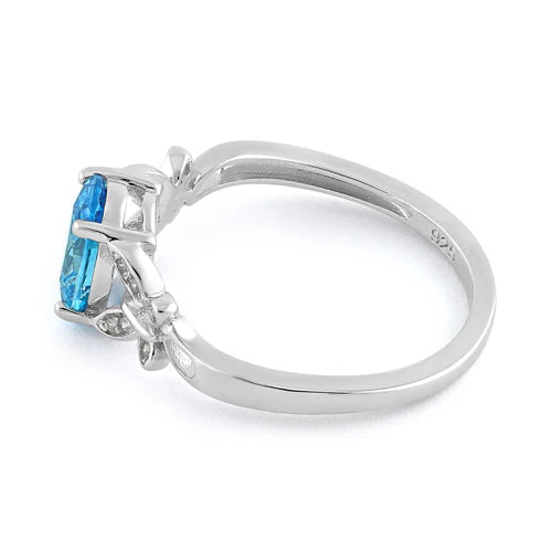 ANILLO EN PLATA DOBLE MARIPOSA CENTRO AGUAMARINA APCH77