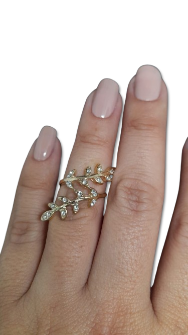 Anillo con Diseño de Hoja Elegante Dorado en Fantasía AHJDF88