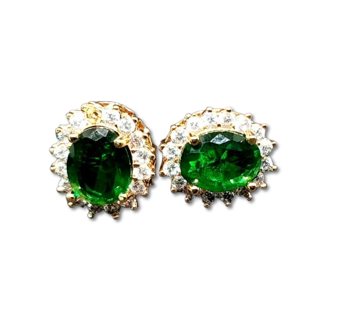ARETES ORO LAMINADO Y MICROCIRCONES PIEDRA VERDE BRBJ1390