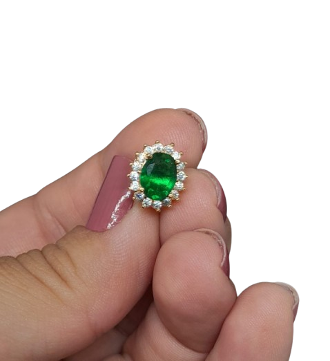 ARETES ORO LAMINADO Y MICROCIRCONES PIEDRA VERDE BRBJ1390