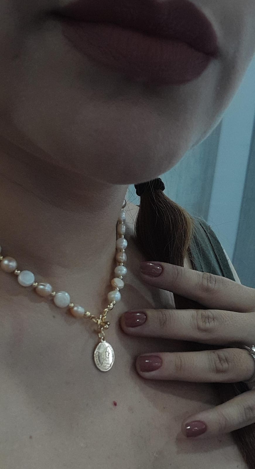 COLLAR UNISEX PERLA DE AGUA DULCE ORIGINAL CHAPADA EN ORO DE 18KCLLPAD1