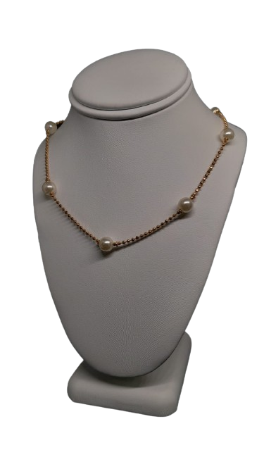CADENA ORO LAMINADO Y PERLAS CH210154