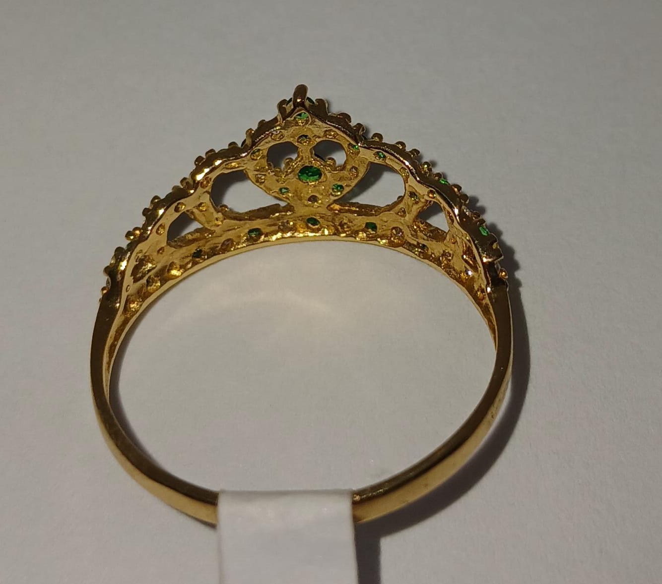 ANILLO DE ORO QUINCEAÑERA CIRCONES VERDES A15-02