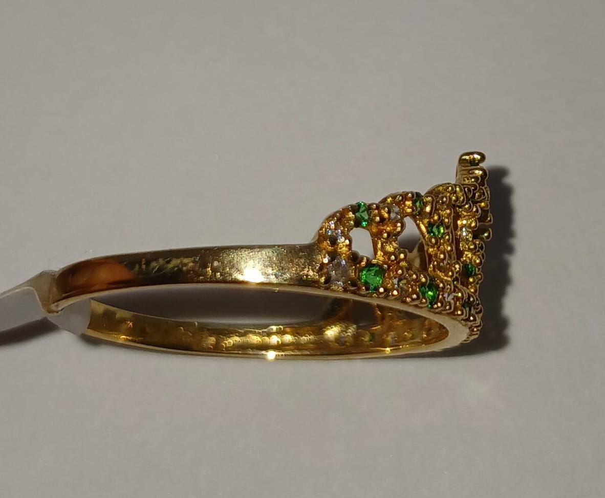 ANILLO DE ORO QUINCEAÑERA CIRCONES VERDES A15-02