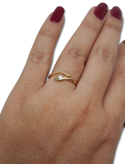 Anillo de oro laminado 18 Kilates con Diseño de Serpiente y Ojos en Microcircones Transparentes ANAU-0702