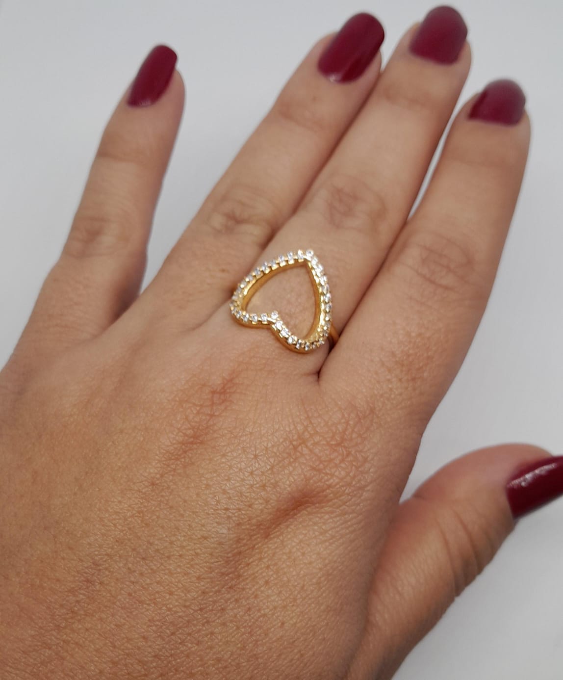 Anillo en Oro Laminado con Silueta de Corazón y Microcircones ANCH430562