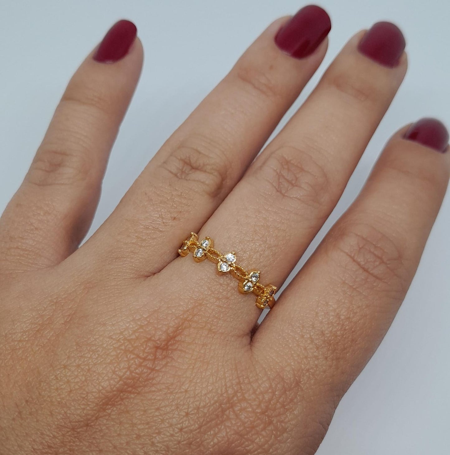 Anillo de Oro Laminado con Diseño de Rama y Hojas ANR6055