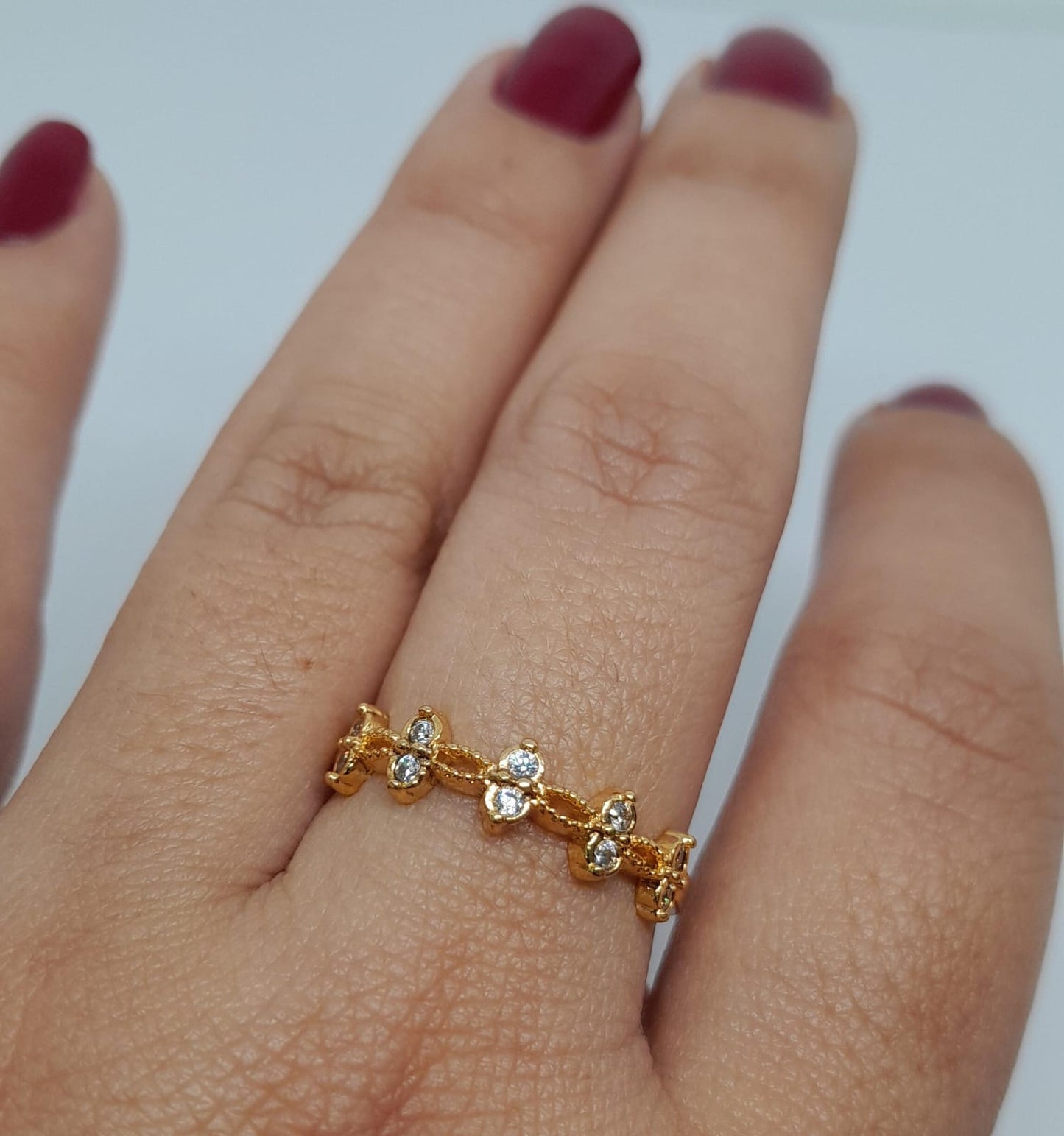 Anillo de Oro Laminado con Diseño de Rama y Hojas ANR6055