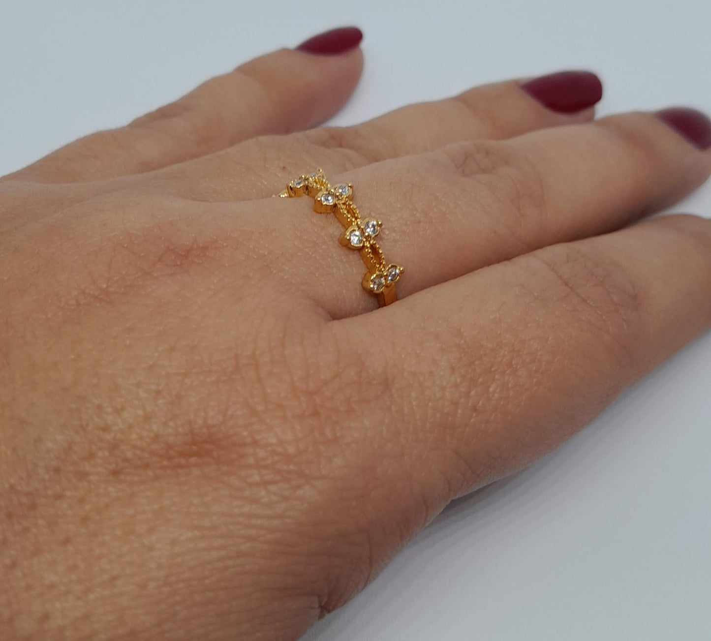 Anillo de Oro Laminado con Diseño de Rama y Hojas ANR6055