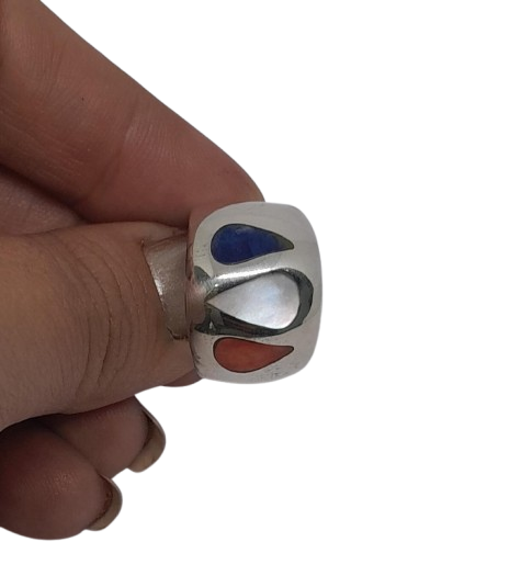 Anillo en Plata Ley 950 con Piedras Naturales en Diseño de 3 gotas APPPGT39
