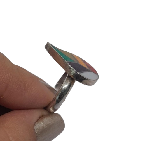 Anillo en Plata Ley 950 con Piedras Naturales en diseño de hoja APPPH33