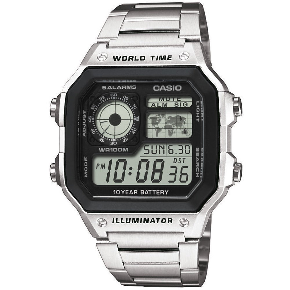 CASIO WORLD TIME PLATA AE -1200WHD-1AVEF