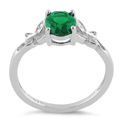 ANILLO EN PLATA DOBLE MARIPOSA CENTRO VERDE APCH79