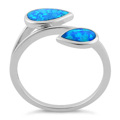 ANILLO EN PLATA CON ÓPALO AZUL DE LABORATORIO APCH35