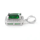 DIJE CON CIRCON VERDE ESMERALDA RECTANGULAR Y MICROCIRCONES ALREDEDOR L7