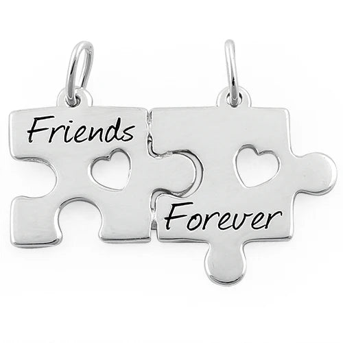 Dije de rompecabezas "Friends Forever" de plata de ley 925