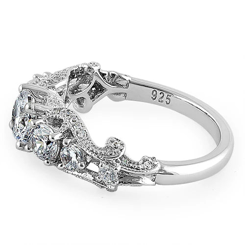 Anillo de compromiso de plata diseño Regal con circones de corte redondo L25