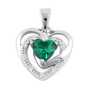 DIJE CORAZÒN DOBLE Y PIEDRA COLOR ESMERALDA DPCHE17