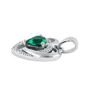 DIJE CORAZÒN DOBLE Y PIEDRA COLOR ESMERALDA DPCHE17