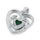 DIJE CORAZÒN DOBLE Y PIEDRA COLOR ESMERALDA DPCHE17