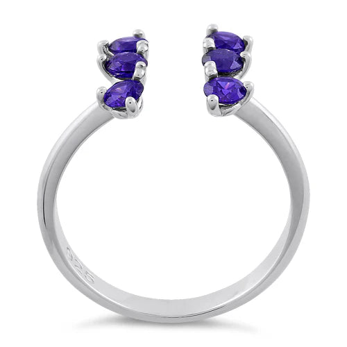 ANILLO EN PLATA 6 AMATISTAS AJUSTABLE