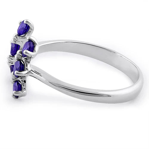 ANILLO EN PLATA 6 AMATISTAS AJUSTABLE