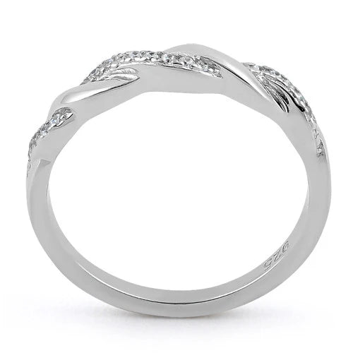 ANILLO EN PLATA LEY 925 CON DISEÑO ROSCA Y MICROCIRCONES