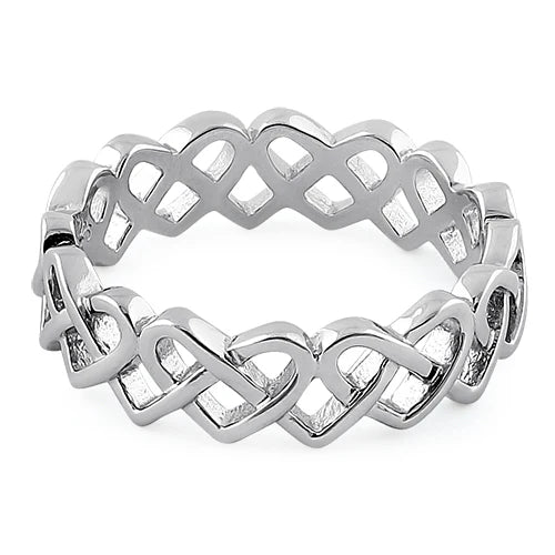 ANILLO EN PLATA CORAZONES ENTRELAZADOS DISEÑO INFINITO