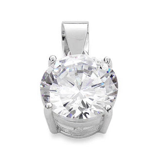 Dije redondo de plata de ley 925 circon transparente de 10 mm