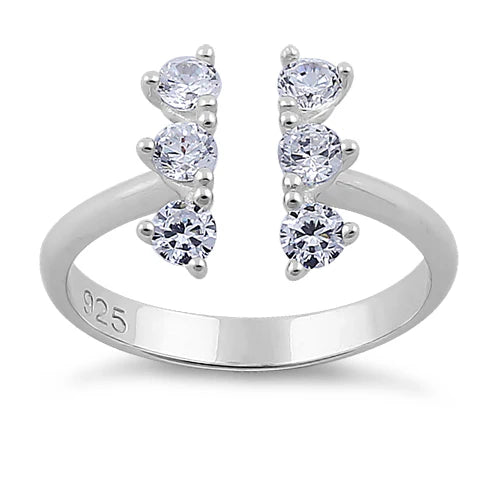 ANILLO EN PLATA LEY 925 6 PIEDRAS REDONDAS