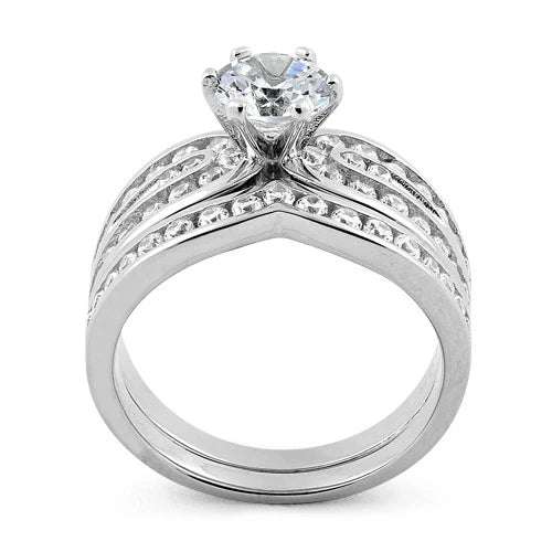 Anillo CZ Elegante Set de Compromiso en Plata SETAPCH01