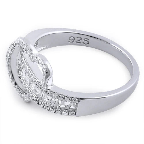 Anillo en plata Corazón Exótico con circones estilo baguette y microcircones L17