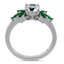 ANILLO EN PLATA LEY 925 CON CIRCONES COLO ESMERALDA DISEÑO HOJAS Y CIRCON CENTRAL L36