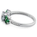 ANILLO EN PLATA LEY 925 CON CIRCONES COLO ESMERALDA DISEÑO HOJAS Y CIRCON CENTRAL L36