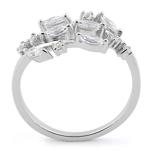 ANILLO EN PLATA LEY 925 DISEÑO HOJAS CON CIRCONES