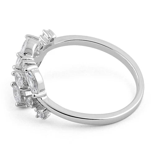 ANILLO EN PLATA LEY 925 DISEÑO HOJAS CON CIRCONES