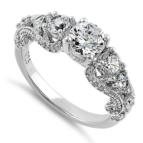 Anillo de compromiso de plata diseño Regal con circones de corte redondo L25
