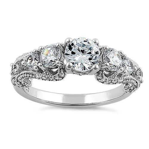 Anillo de compromiso de plata diseño Regal con circones de corte redondo L25