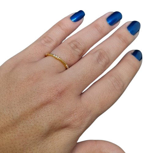 ARGOLLA CHAPADA EN ORO DE 14K CON CIRCONES